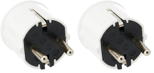 Meister Schutzkontakt-Stecker - Kunststoff - weiß - 250 V - 16 A - Maximaler Kabelquerschnitt 2,5 mm² - IP20 Innenbereich - Seitliche Einführung / Schuko-Stecker mit Zugentlastung / 7421110 von Meister