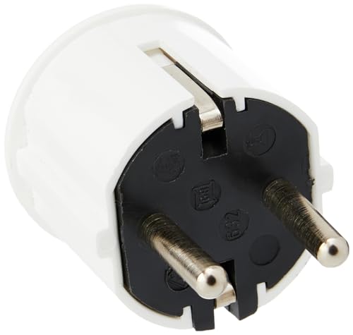 Meister Schutzkontakt-Stecker - Kunststoff - weiß - 250 V - 16 A - Maximaler Kabelquerschnitt 2,5 mm² - IP20 Innenbereich - Seitliche Einführung / Schuko-Stecker mit Zugentlastung / 7421110 von Meister