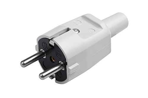 Meister Schutzkontakt-Stecker - PVC - grau - 250 V - 16 A - Maximaler Kabelquerschnitt 1,5 mm² - IP20 Innenbereich - Zentrale Einführung / Schuko-Stecker mit Knickschutztülle / 7421330 von Meister