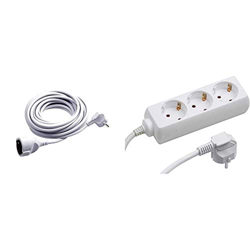 Meister Schutzkontakt-Verlängerung - 10 m Kabel - weiß - Kunststoffleitung - IP20 Innenbereich & Steckdosenleiste 3-Fach - 1,4 m Kabel - weiß - Kunststoffleitung - IP20 Innenbereich/Tido 3-Fach von Meister