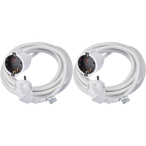 Meister Schutzkontakt-Verlängerung - 3 m Kabel - weiß - Kunststoffleitung - IP20 Innenbereich/Kupplung mit Berührungsschutz/Schuko-Verlängerung / 7432310 (Packung mit 2) von Meister