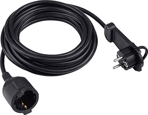 Meister Schutzkontakt-Verlängerung - Extraflacher Stecker - 5 m Kabel - schwarz - IP20 Innenbereich / Verlängerungskabel mit Kinderschutz / Schuko-Verlängerung mit Flachstecker / Stromkabel / 7432540 von Meister