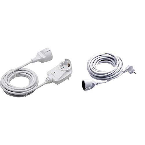 Meister Schutzkontakt-Verlängerung mit Zusatzstecker - 3 m Kabel - weiß - IP20 Innenbereich / 7430680 & Schutzkontakt-Verlängerung - 3 m Kabel - weiß - Kunststoffleitung - IP20 Innenbereich / 7432310 von Meister