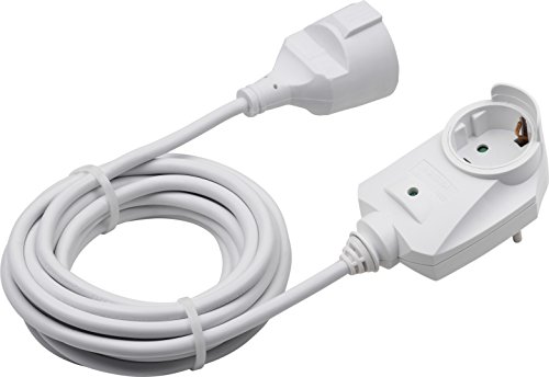 Meister Schutzkontakt-Verlängerung mit Zusatzstecker - 3 m Kabel - weiß - IP20 Innenbereich / Powersplit / Verlängerungskabel mit Überspannungsschutz / Schuko-Verlängerung / 7430680 von Meister