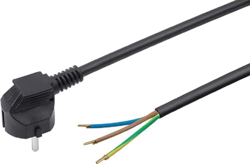 Meister Schutzkontakt-Zuleitung - 5 Meter - schwarz - Kunststoffleitung H05VV-F3G1,5 - 3 Adern - IP20 / Anschlussleitung mit Schuko-Stecker / Anschlusskabel / Installationsmaterial / 7434550 von Meister