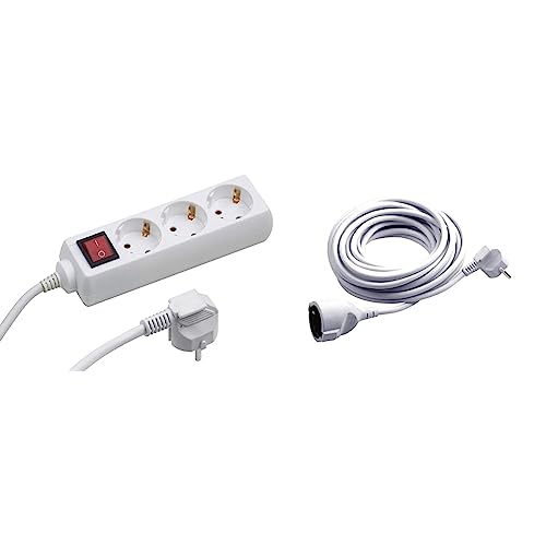 Meister Steckdosenleiste 3-fach - 3 m Kabel - weiß - Kunststoffleitung - IP20 Innenbereich - Schalter / Tido 3-fach / 7430230 & Schutzkontakt-Verlängerung - 5 m Kabel - weiß - IP20 Innenbereich Meister Steckdosenleiste 3-fach - 3 m Kabel - weiß - Kunststoffleitung - IP20 Innenbereich - Schalter / Tido 3-fach / 7430230 & Schutzkontakt-Verlängerung - 5 m Kabel - weiß - IP20 Innenbereich von Meister