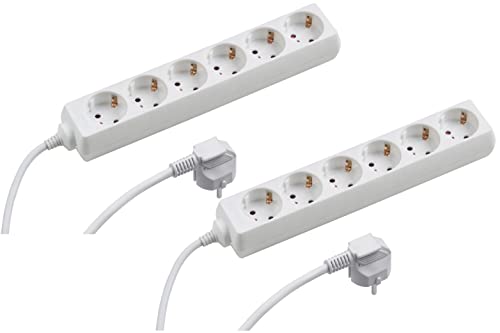 Meister Steckdosenleiste 6-fach - 2er Set - 1,4 m Kabel - weiß - IP20 Innenbereich / Steckerleiste / Mehrfachsteckdose / Tischsteckdose / Tido 6-fach / 7430550 Meister Steckdosenleiste 6-fach - 2er Set - 1,4 m Kabel - weiß - IP20 Innenbereich / Steckerleiste / Mehrfachsteckdose / Tischsteckdose / Tido 6-fach / 7430550 von Meister