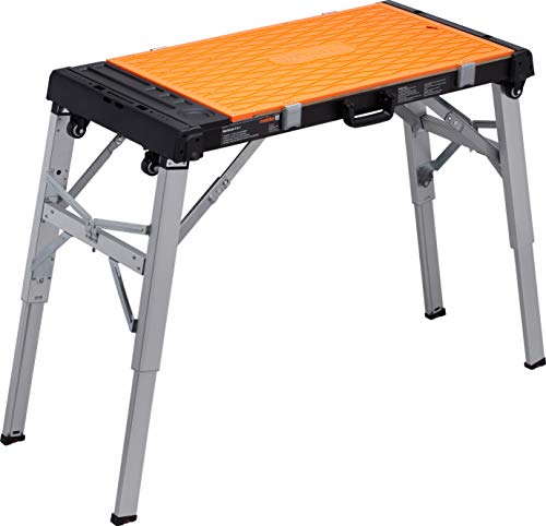 Meister Universal-Werkbank 4 in 1 - Tritt-Hocker - Rollbrett - Transportroller - 85 cm Arbeitshöhe - Mit Ablagefächern und wendbarer Arbeitsplatte, Höhenverstellbare Werkzeugbank, Werktisch, 9079620 von Meister