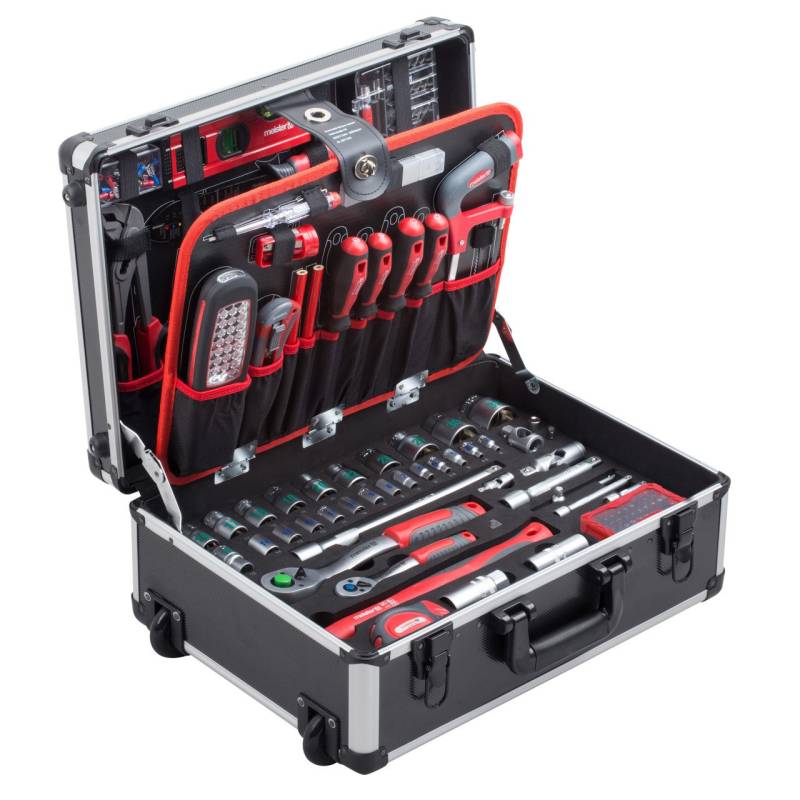 Meister Werkzeugkoffer-Trolley WK156 rollbar mit Teleskopgriff 156-teilig von Meister