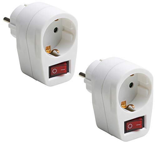 Meister Zwischenstecker 1-fach - 2 Stück im Set - Mit Schuko-Steckplatz - Beleuchteter Schalter - weiß - IP20 Innenbereich - Stromsparende Nutzung, Steckdosenadapter, Schukostecker, 7445050 von Meister