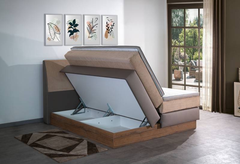 Meisterbetten Boxspringbett Aura 180x220 in CS-Blassgrün in LM-Grün, Matratzenbezug Nano, Ergoflex-Topper von Meisterbetten