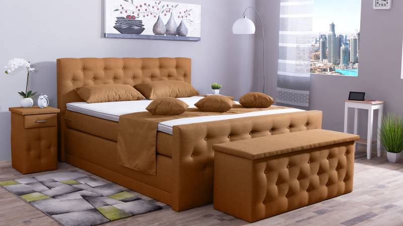 Meisterbetten Boxspringbett Babo 100x200 in WT-Braun, Matratzenbezug Nano, Komfortschaum-Topper, mit Fussteil Meisterbetten Boxspringbett Babo 100x200 in WT-Braun, Matratzenbezug Nano, Komfortschaum-Topper, mit Fussteil von Meisterbetten