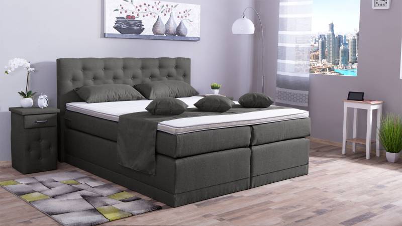 Meisterbetten Boxspringbett Babo 240x200 in WT-Anthracite, Matratzenbezug Nano, Komfortschaum-Topper von Meisterbetten