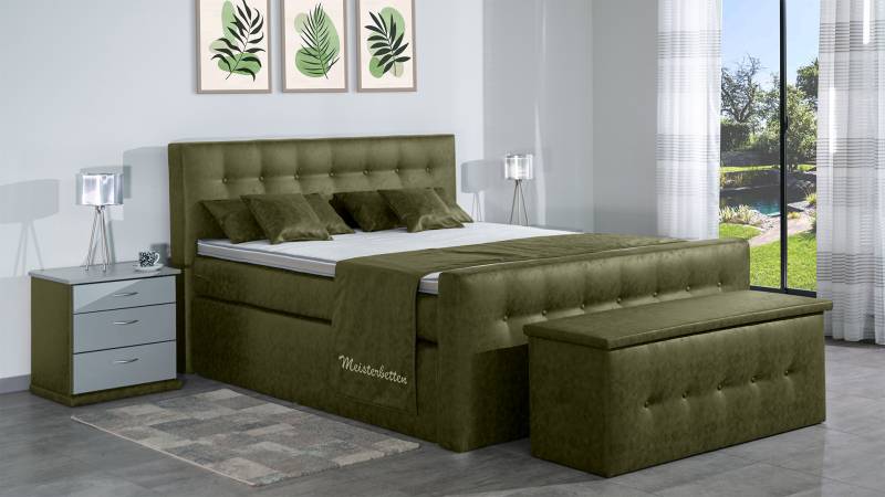 Meisterbetten Boxspringbett Celo 100x200 in MS-Olive, Matratzenbezug Nano, Ergoflex-Topper Meisterbetten Boxspringbett Celo 100x200 in MS-Olive, Matratzenbezug Nano, Ergoflex-Topper von Meisterbetten