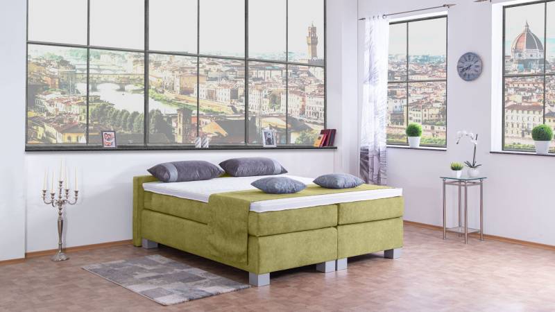 Meisterbetten Boxspringbett City 100x220 in DS-Apfelgrün, Matratzenbezug Nano, Komfortschaum-Topper Meisterbetten Boxspringbett City 100x220 in DS-Apfelgrün, Matratzenbezug Nano, Komfortschaum-Topper von Meisterbetten