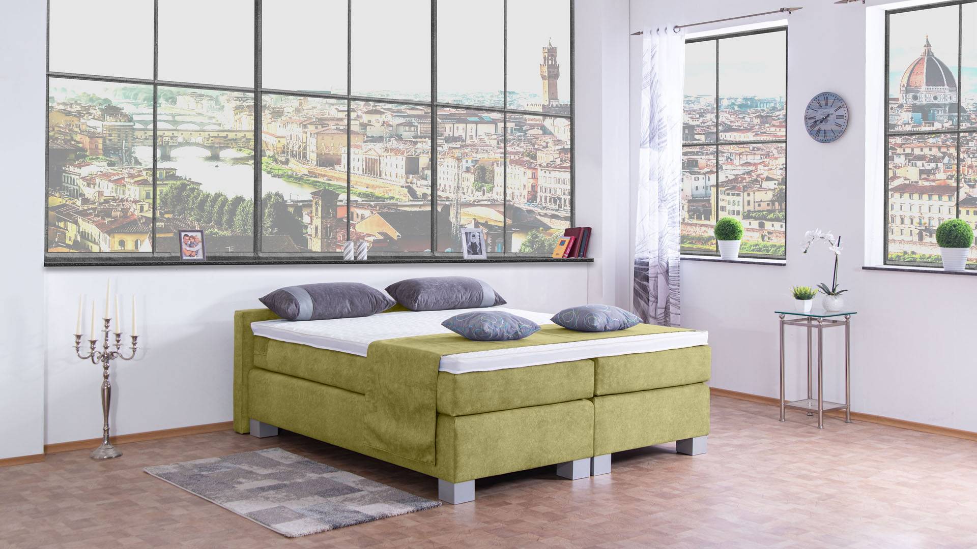 Meisterbetten Boxspringbett City 120x200 in DS-Apfelgrün, Matratzenbezug Nano, Komfortschaum-Topper Meisterbetten Boxspringbett City 120x200 in DS-Apfelgrün, Matratzenbezug Nano, Komfortschaum-Topper von Meisterbetten