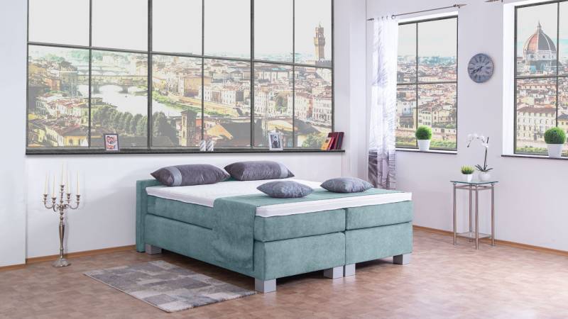 Meisterbetten Boxspringbett City 120x200 in DS-Azurro, Matratzenbezug Nano, Komfortschaum-Topper Meisterbetten Boxspringbett City 120x200 in DS-Azurro, Matratzenbezug Nano, Komfortschaum-Topper von Meisterbetten