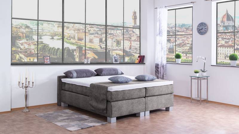 Meisterbetten Boxspringbett City 120x200 in DS-Grau, Matratzenbezug Nano, Komfortschaum-Topper Meisterbetten Boxspringbett City 120x200 in DS-Grau, Matratzenbezug Nano, Komfortschaum-Topper von Meisterbetten