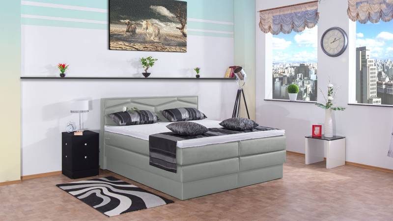 Meisterbetten Boxspringbett Fabi 120x200 in KL-Grau, Matratzenbezug Nano, Ergoflex-Topper von Meisterbetten