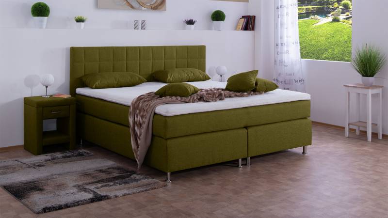 Meisterbetten Boxspringbett Inka 100x200 in WT-Grasgrün, Matratzenbezug Nano, Komfortschaum-Topper Meisterbetten Boxspringbett Inka 100x200 in WT-Grasgrün, Matratzenbezug Nano, Komfortschaum-Topper von Meisterbetten