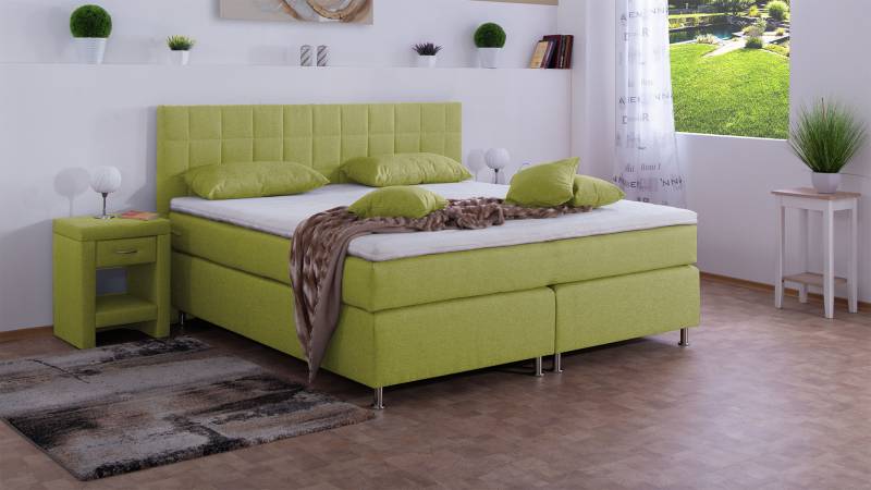 Meisterbetten Boxspringbett Inka 100x220 in WT-Apfelgrün, Matratzenbezug Nano, Komfortschaum-Topper Meisterbetten Boxspringbett Inka 100x220 in WT-Apfelgrün, Matratzenbezug Nano, Komfortschaum-Topper von Meisterbetten