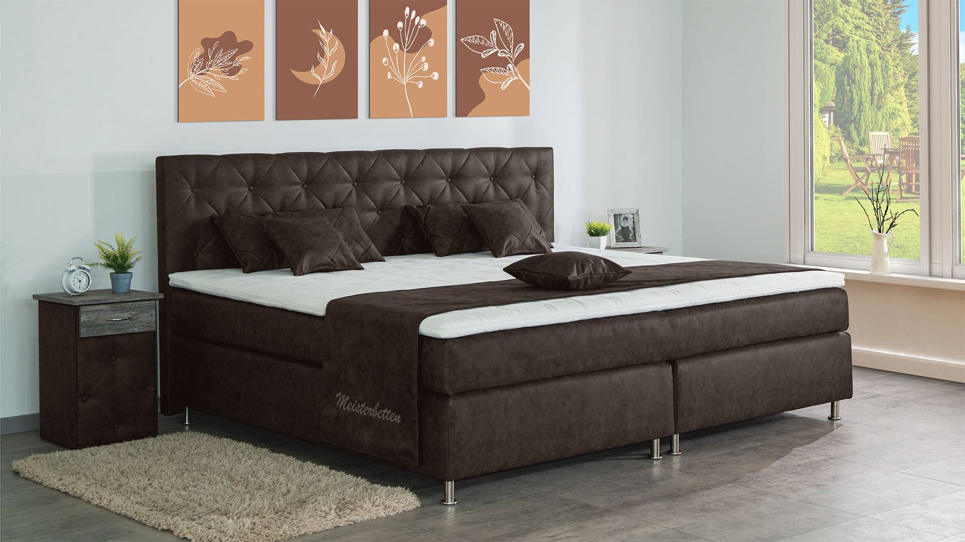 Meisterbetten Boxspringbett Inox 120x200 in MS-Brown, Matratzenbezug Nano, Ergoflex-Topper Meisterbetten Boxspringbett Inox 120x200 in MS-Brown, Matratzenbezug Nano, Ergoflex-Topper von Meisterbetten