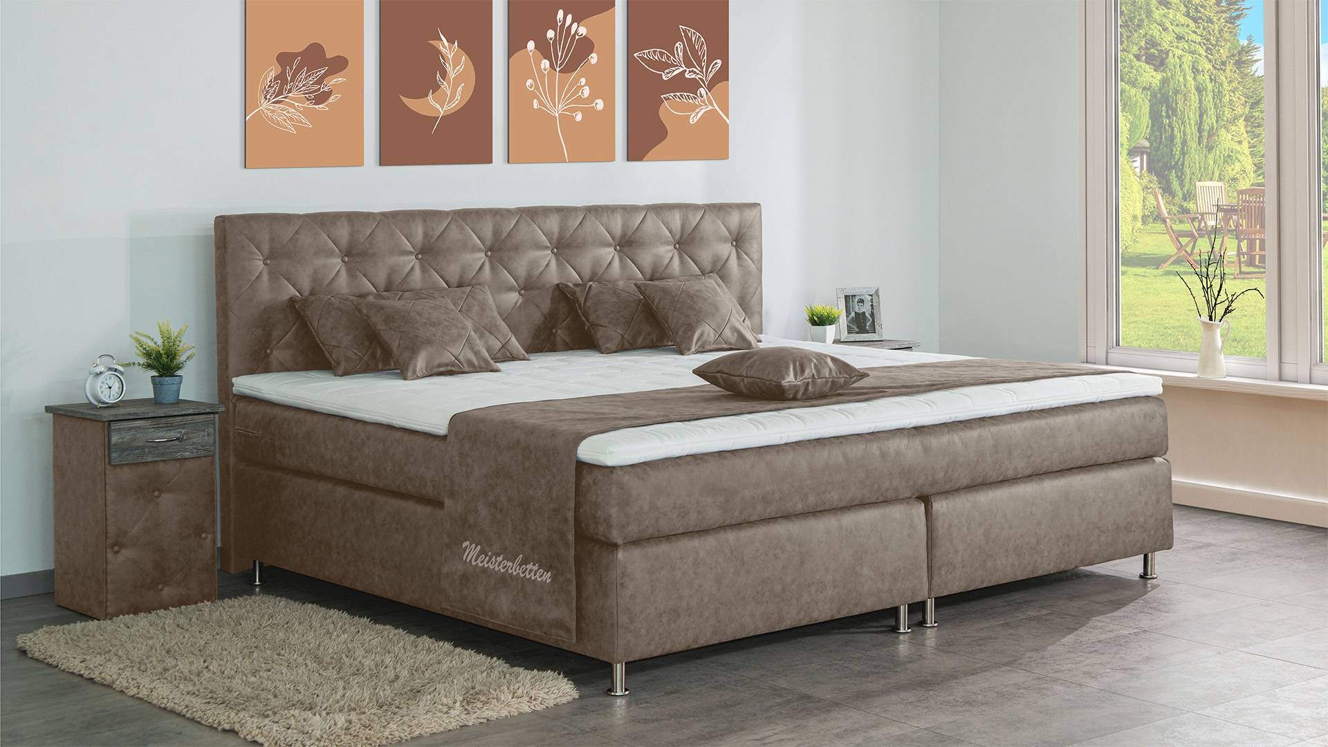 Meisterbetten Boxspringbett Inox 120x200 in MS-Camel, Matratzenbezug Nano, Ergoflex-Topper Meisterbetten Boxspringbett Inox 120x200 in MS-Camel, Matratzenbezug Nano, Ergoflex-Topper von Meisterbetten