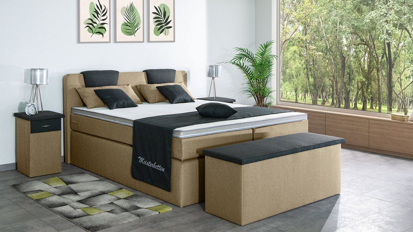 Meisterbetten Boxspringbett Iris (7-Zonen Taschenfederkernmatratzen, Komfortschaum), Inklusive kostenloser Lieferung und Aufbau von Meisterbetten