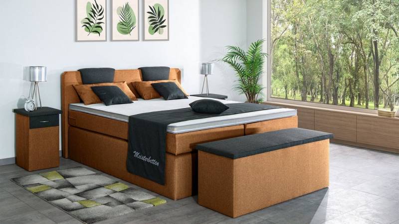 Meisterbetten Boxspringbett Iris (7-Zonen Taschenfederkernmatratzen, Komfortschaum), Inklusive kostenloser Lieferung und Aufbau von Meisterbetten