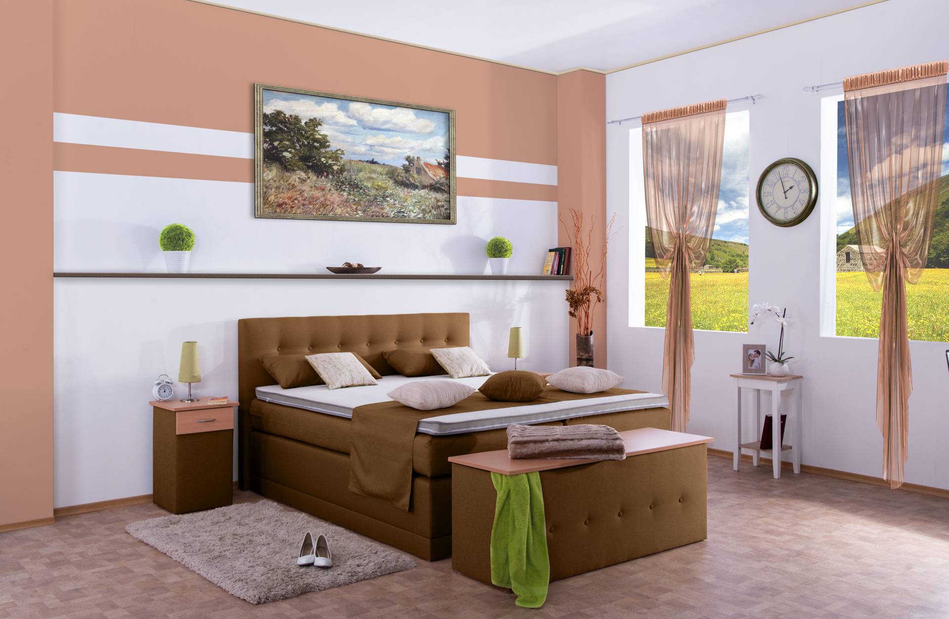 Meisterbetten Boxspringbett Jack 100x220 in WT-Braun, Matratzenbezug Nano, Ergoflex-Topper Meisterbetten Boxspringbett Jack 100x220 in WT-Braun, Matratzenbezug Nano, Ergoflex-Topper von Meisterbetten