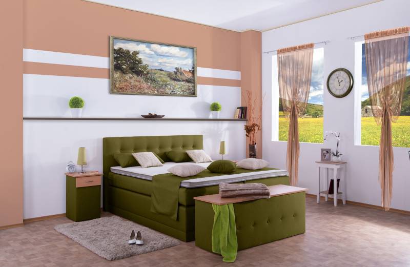 Meisterbetten Boxspringbett Jack 100x220 in WT-Grasgrün, Matratzenbezug Nano, Ergoflex-Topper Meisterbetten Boxspringbett Jack 100x220 in WT-Grasgrün, Matratzenbezug Nano, Ergoflex-Topper von Meisterbetten