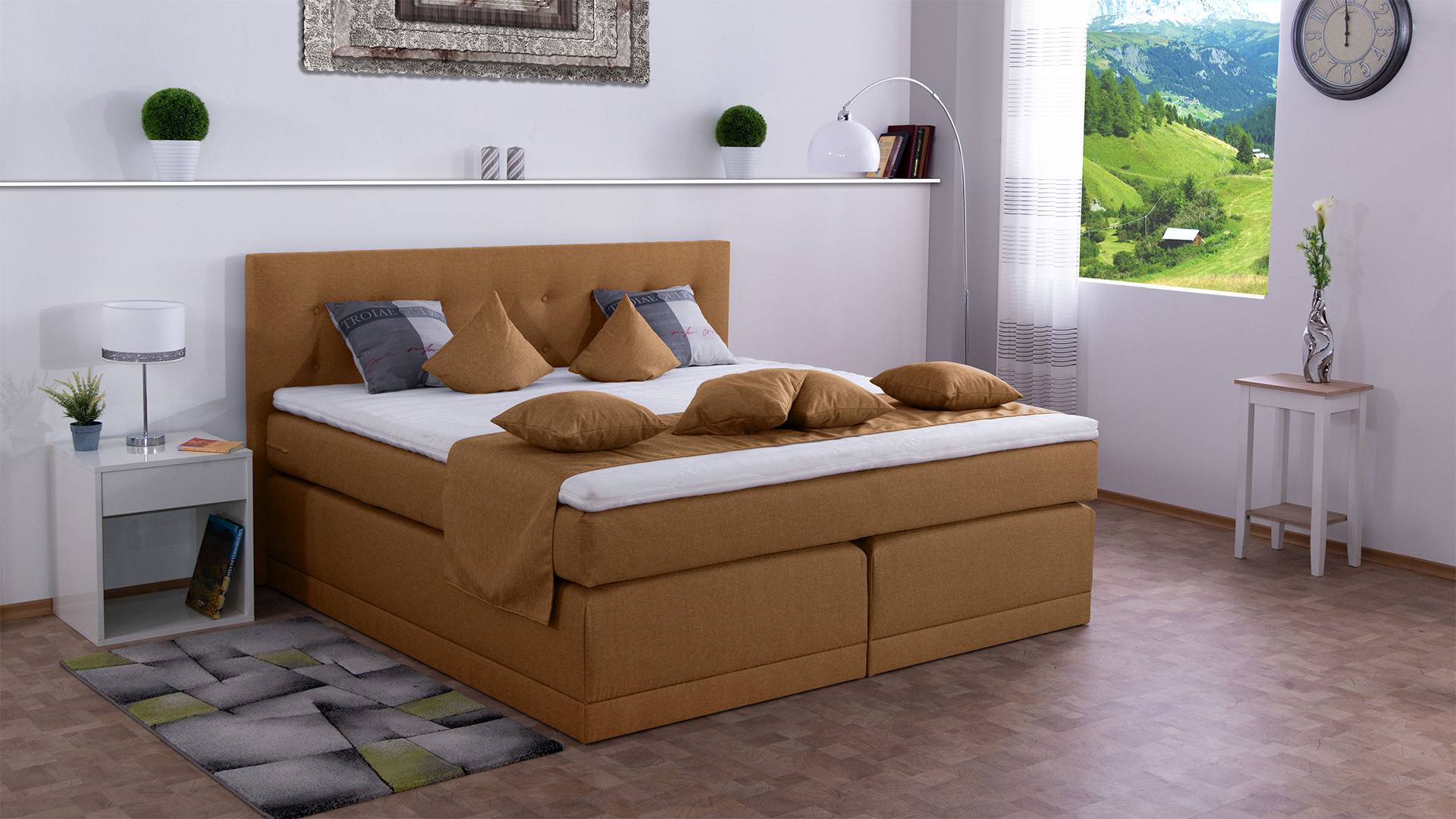 Meisterbetten Boxspringbett John 100x220 in WT-Braun, Matratzenbezug Nano, Komfortschaum-Topper Meisterbetten Boxspringbett John 100x220 in WT-Braun, Matratzenbezug Nano, Komfortschaum-Topper von Meisterbetten