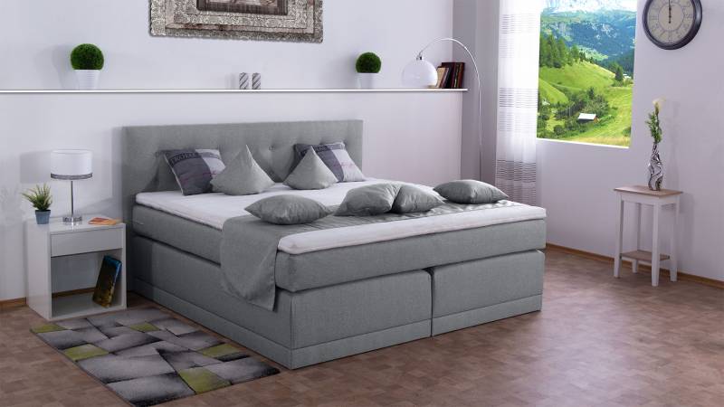 Meisterbetten Boxspringbett John 100x220 in WT-Silbergrau, Matratzenbezug Nano, Komfortschaum-Topper Meisterbetten Boxspringbett John 100x220 in WT-Silbergrau, Matratzenbezug Nano, Komfortschaum-Topper von Meisterbetten