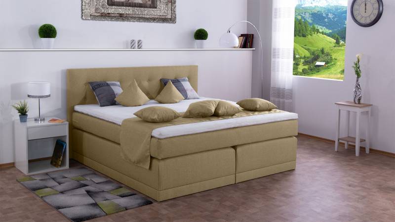 Meisterbetten Boxspringbett John 120x200 in WT-Sahara, Matratzenbezug Nano, Komfortschaum-Topper Meisterbetten Boxspringbett John 120x200 in WT-Sahara, Matratzenbezug Nano, Komfortschaum-Topper von Meisterbetten