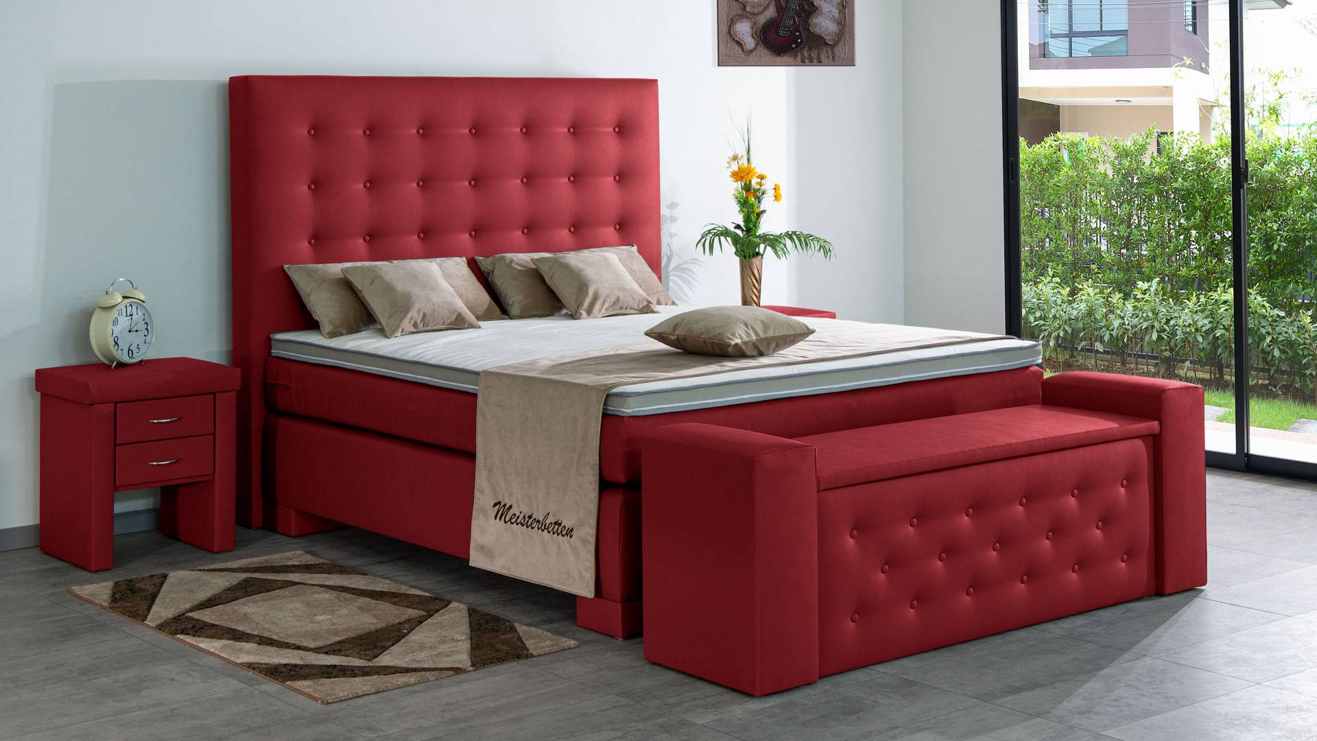 Meisterbetten Boxspringbett Kimm 100x200 in KL-Loud Red, Matratzenbezug Nano, Ergoflex-Topper Meisterbetten Boxspringbett Kimm 100x200 in KL-Loud Red, Matratzenbezug Nano, Ergoflex-Topper von Meisterbetten