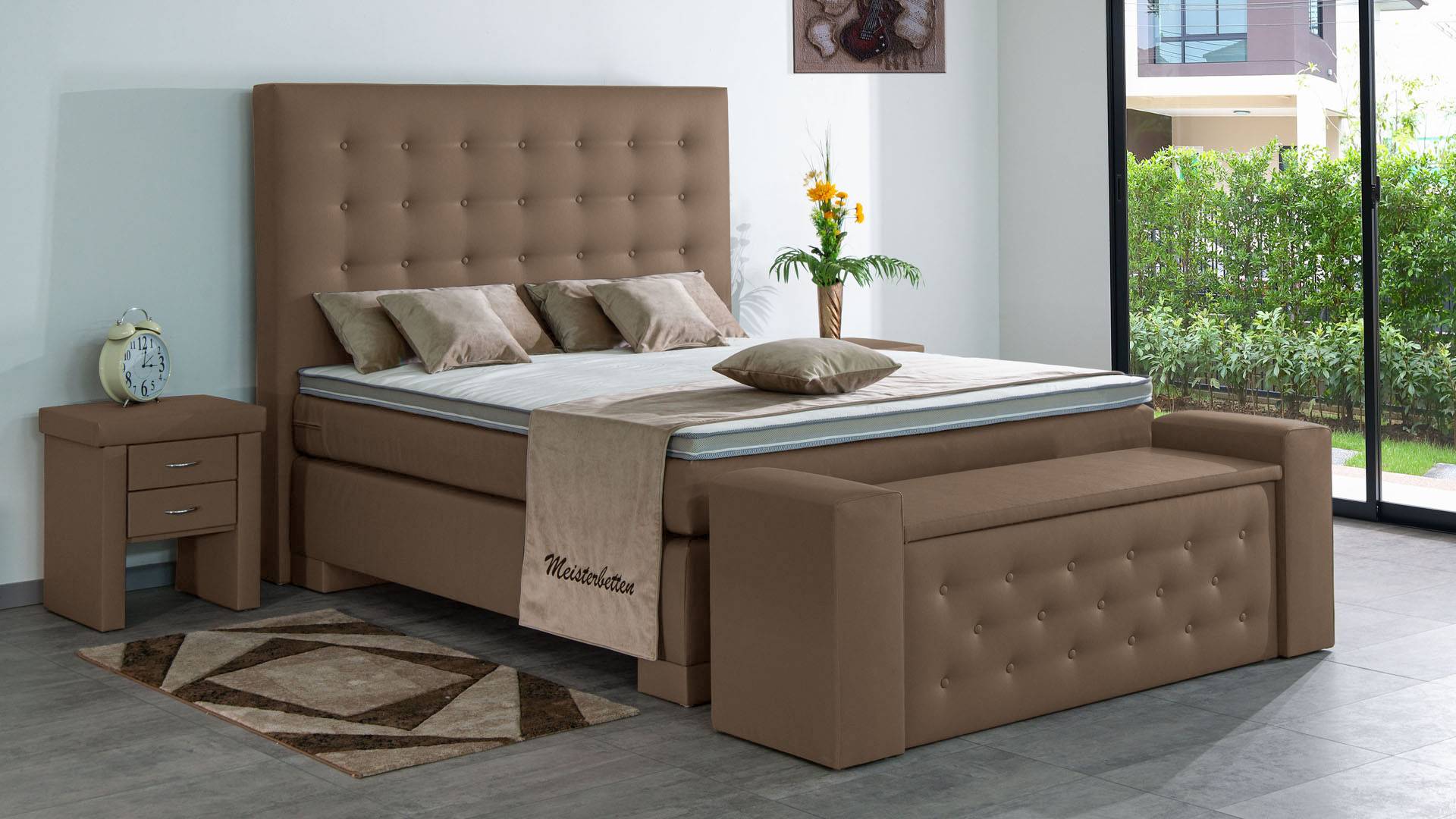 Meisterbetten Boxspringbett Kimm 100x200 in KL-Nougat, Matratzenbezug Nano, Ergoflex-Topper Meisterbetten Boxspringbett Kimm 100x200 in KL-Nougat, Matratzenbezug Nano, Ergoflex-Topper von Meisterbetten