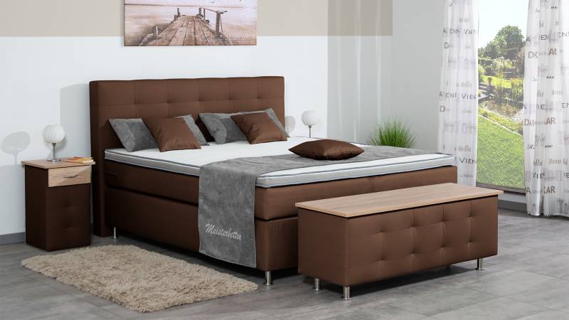 Meisterbetten Boxspringbett Lago 100x220 in KL-Braun, Matratzenbezug Nano, Ergoflex-Topper Meisterbetten Boxspringbett Lago 100x220 in KL-Braun, Matratzenbezug Nano, Ergoflex-Topper von Meisterbetten