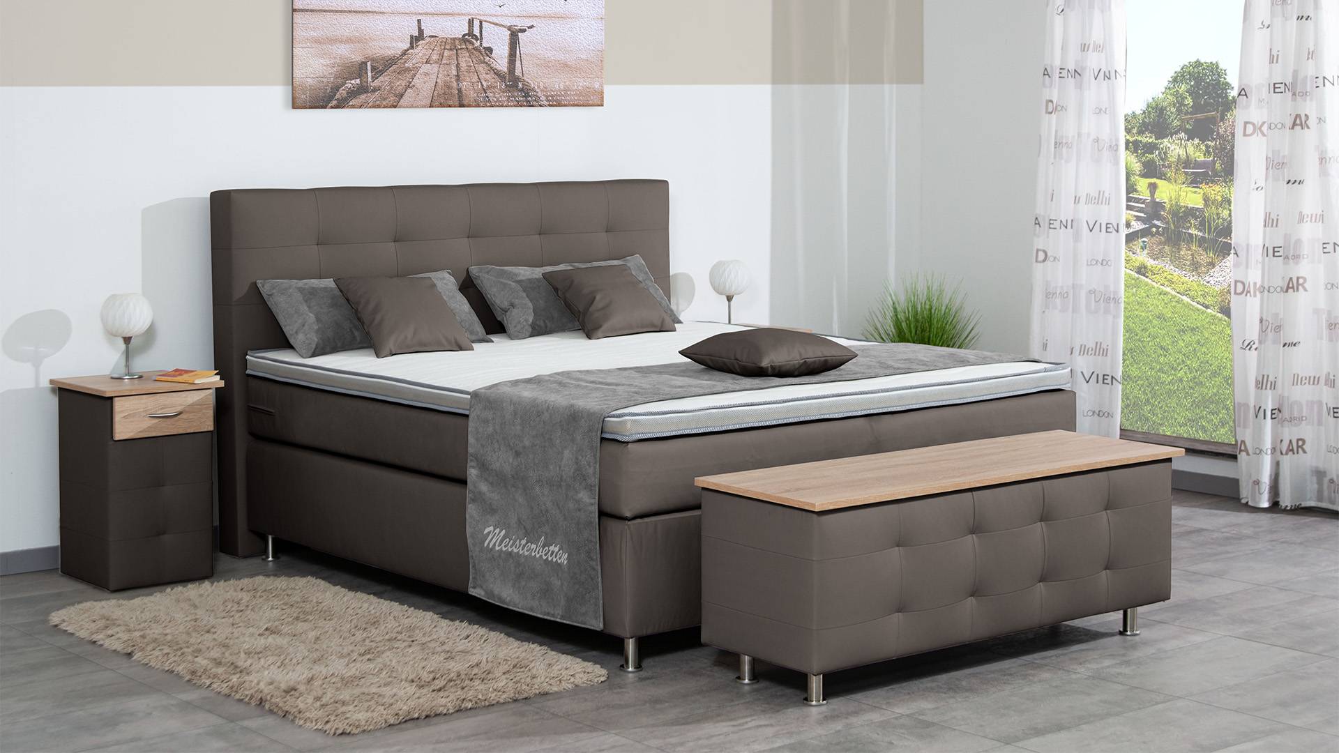 Meisterbetten Boxspringbett Lago 100x220 in KL-Elephant, Matratzenbezug Nano, Ergoflex-Topper Meisterbetten Boxspringbett Lago 100x220 in KL-Elephant, Matratzenbezug Nano, Ergoflex-Topper von Meisterbetten