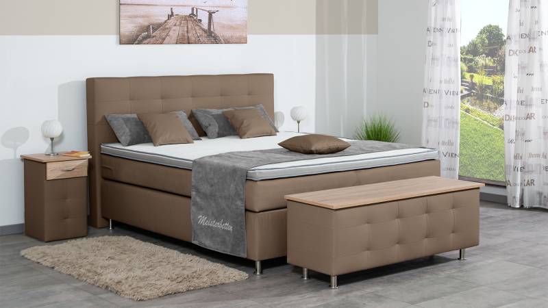 Meisterbetten Boxspringbett Lago 100x220 in KL-Nougat, Matratzenbezug Nano, Ergoflex-Topper Meisterbetten Boxspringbett Lago 100x220 in KL-Nougat, Matratzenbezug Nano, Ergoflex-Topper von Meisterbetten