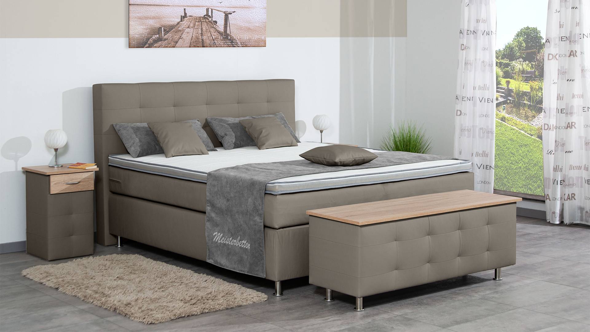 Meisterbetten Boxspringbett Lago 100x220 in KL-Sahara, Matratzenbezug Nano, Ergoflex-Topper Meisterbetten Boxspringbett Lago 100x220 in KL-Sahara, Matratzenbezug Nano, Ergoflex-Topper von Meisterbetten