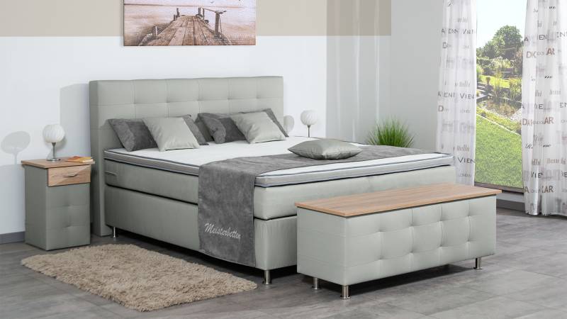 Meisterbetten Boxspringbett Lago 120x200 in KL-Grau, Matratzenbezug Nano, Ergoflex-Topper Meisterbetten Boxspringbett Lago 120x200 in KL-Grau, Matratzenbezug Nano, Ergoflex-Topper von Meisterbetten
