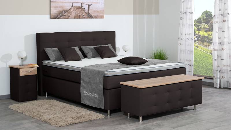 Meisterbetten Boxspringbett Lago 120x200 in KL-Mocca, Matratzenbezug Nano, Ergoflex-Topper Meisterbetten Boxspringbett Lago 120x200 in KL-Mocca, Matratzenbezug Nano, Ergoflex-Topper von Meisterbetten