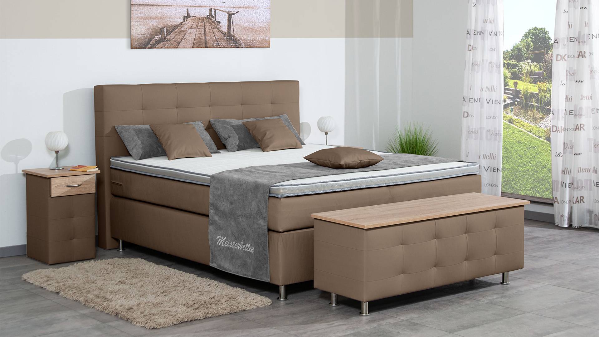 Meisterbetten Boxspringbett Lago 120x200 in KL-Nougat, Matratzenbezug Nano, Ergoflex-Topper Meisterbetten Boxspringbett Lago 120x200 in KL-Nougat, Matratzenbezug Nano, Ergoflex-Topper von Meisterbetten
