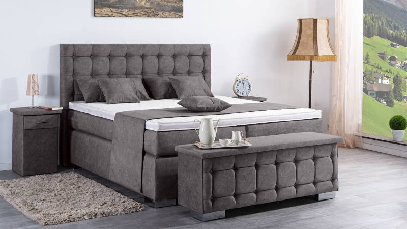 Meisterbetten Boxspringbett Lanz 100x200 in DS-Dunkel Grau, Matratzenbezug Nano, Ergoflex-Topper Meisterbetten Boxspringbett Lanz 100x200 in DS-Dunkel Grau, Matratzenbezug Nano, Ergoflex-Topper von Meisterbetten