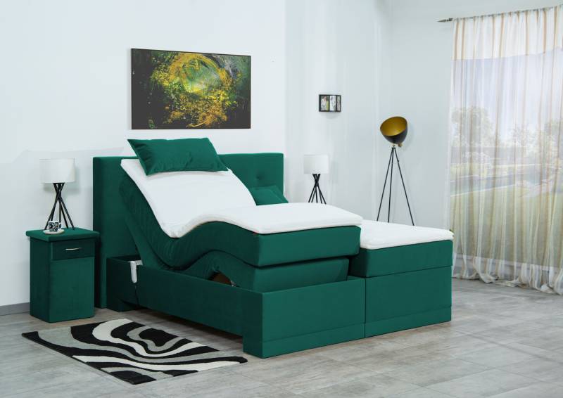 Meisterbetten Boxspringbett Lapi 200x200 in VS-Türkis, Matratzenbezug Nano, Ergoflex-Topper von Meisterbetten