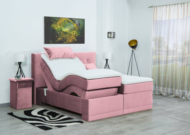 Meisterbetten Boxspringbett Lapi 200x220 in VS-Rose, Matratzenbezug Nano, Ergoflex-Topper von Meisterbetten