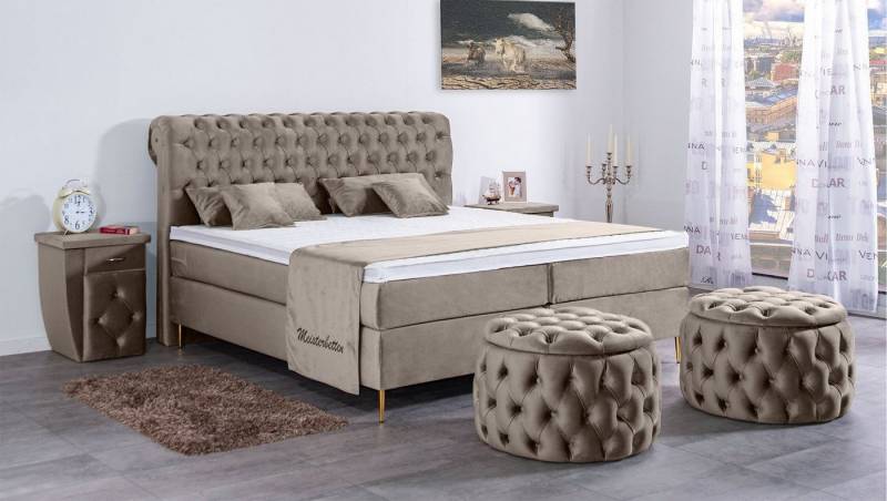 Meisterbetten Boxspringbett Lisa (7-Zonen Taschenfederkernmatratzen, Ergoflex), Inklusive kostenloser Lieferung und Aufbau von Meisterbetten