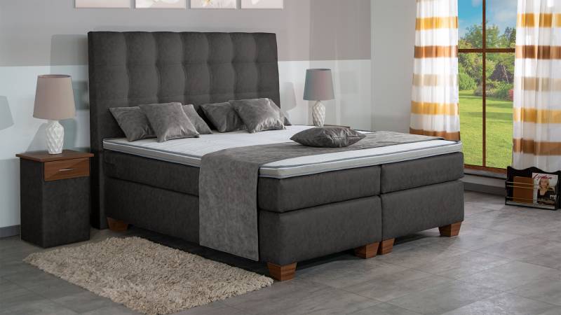 Meisterbetten Boxspringbett Nora 100x220 in MS-Grey, Matratzenbezug Nano, Komfortschaum-Topper Meisterbetten Boxspringbett Nora 100x220 in MS-Grey, Matratzenbezug Nano, Komfortschaum-Topper von Meisterbetten