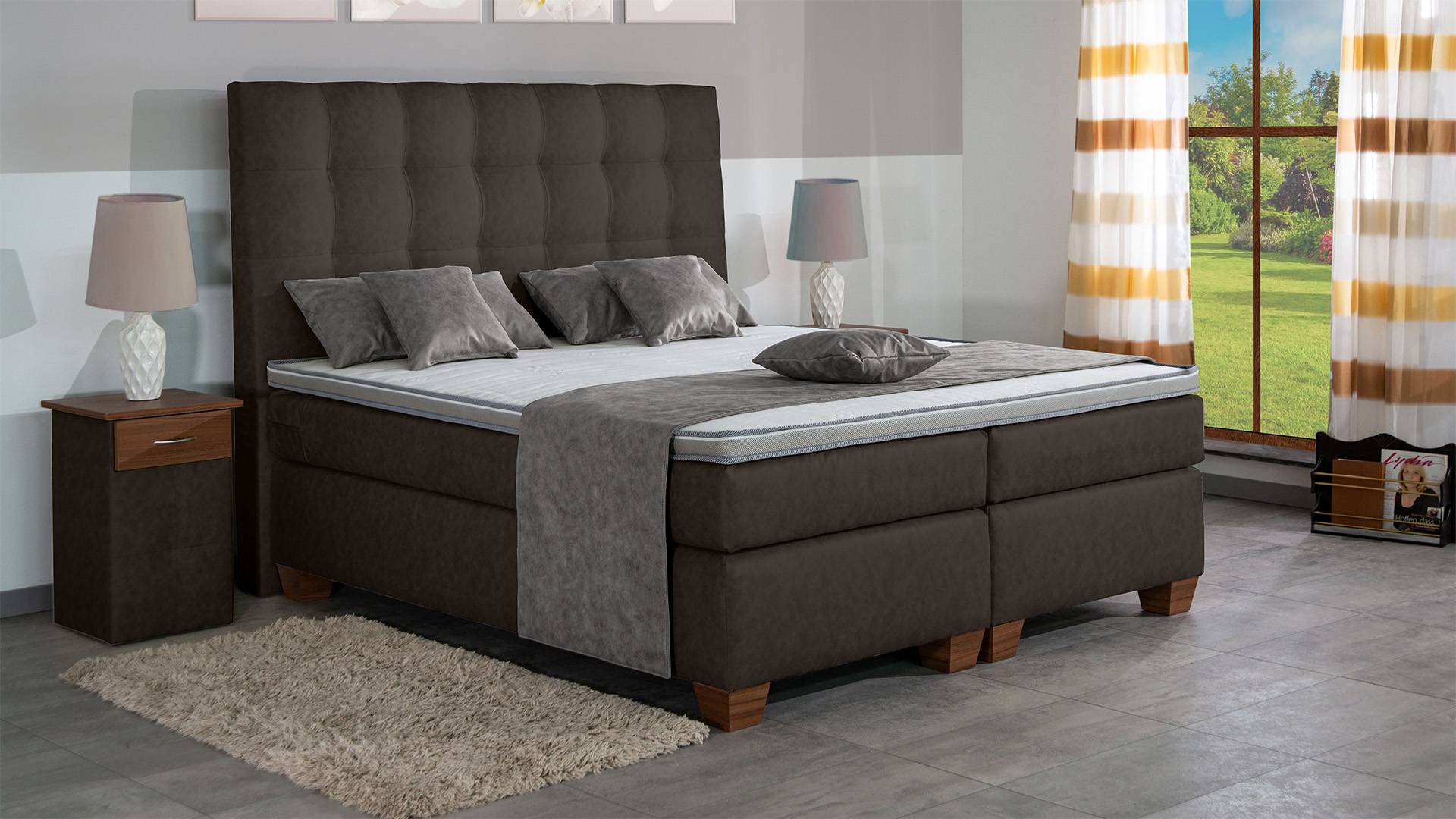 Meisterbetten Boxspringbett Nora 120x200 in MS-Brown, Matratzenbezug Nano, Komfortschaum-Topper Meisterbetten Boxspringbett Nora 120x200 in MS-Brown, Matratzenbezug Nano, Komfortschaum-Topper von Meisterbetten