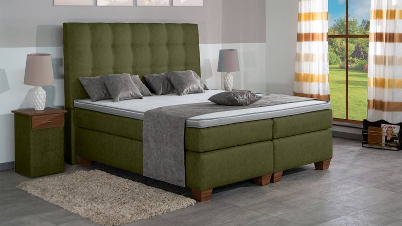 Meisterbetten Boxspringbett Nora 120x200 in MS-Olive, Matratzenbezug Nano, Komfortschaum-Topper Meisterbetten Boxspringbett Nora 120x200 in MS-Olive, Matratzenbezug Nano, Komfortschaum-Topper von Meisterbetten